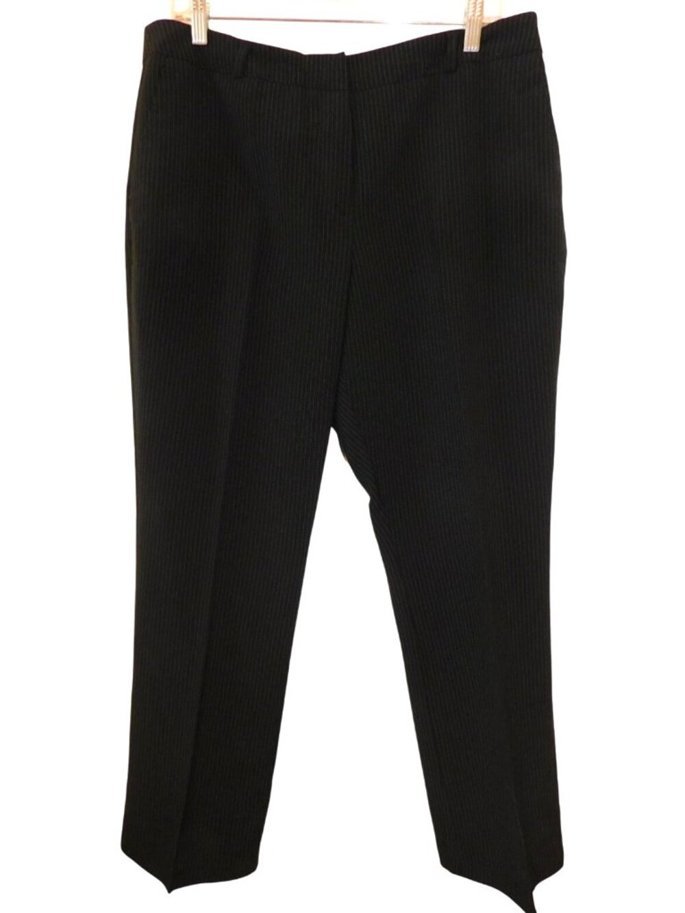 Sears Simply Styled Petite 14P Black Pinstripe Trouser Pants Office Workwear